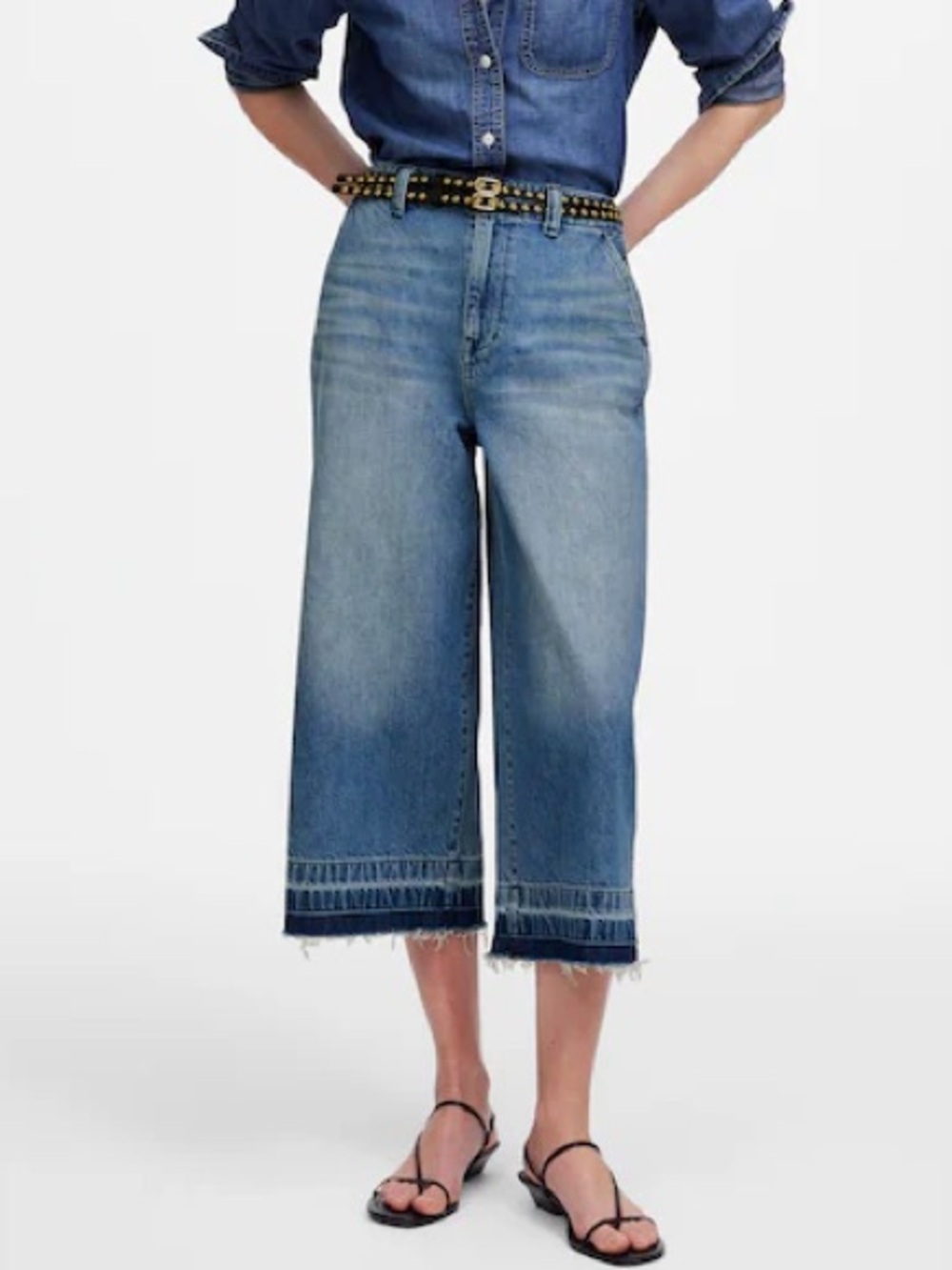 ✨Madewell Denim Culottes Blue Wide-Leg Cropped Jeans Size W30